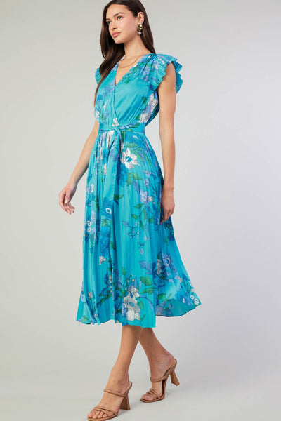 Floral Printed Surplus Midi Dress - Lulu Bella Boutique