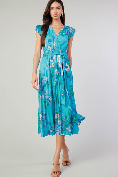 Floral Printed Surplus Midi Dress - Lulu Bella Boutique