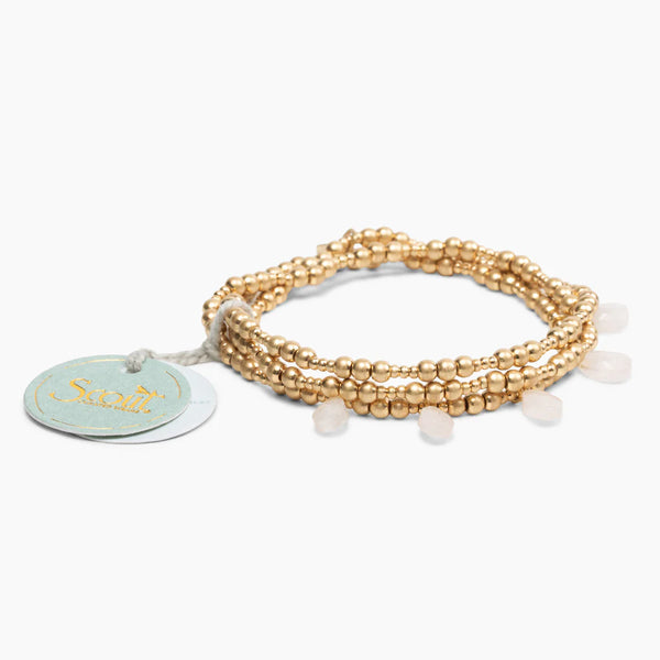 Metal Wrap Timeless Rose Quartz - Gold - Lulu Bella Boutique