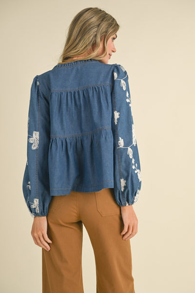 Floral Embroidery Babydoll Top - Lulu Bella Boutique