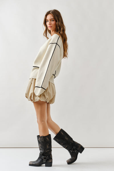 Oversized Fit Contrast Stitching Sweater