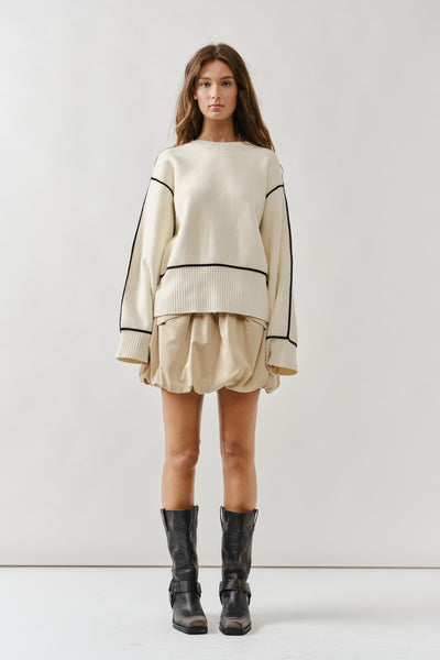 Oversized Fit Contrast Stitching Sweater