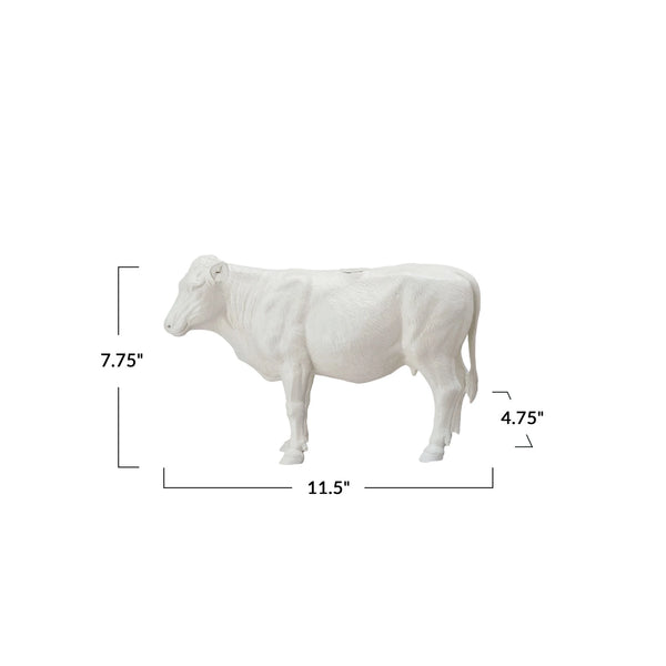Resin Cow Taper Holder, Antique White - Lulu Bella Boutique