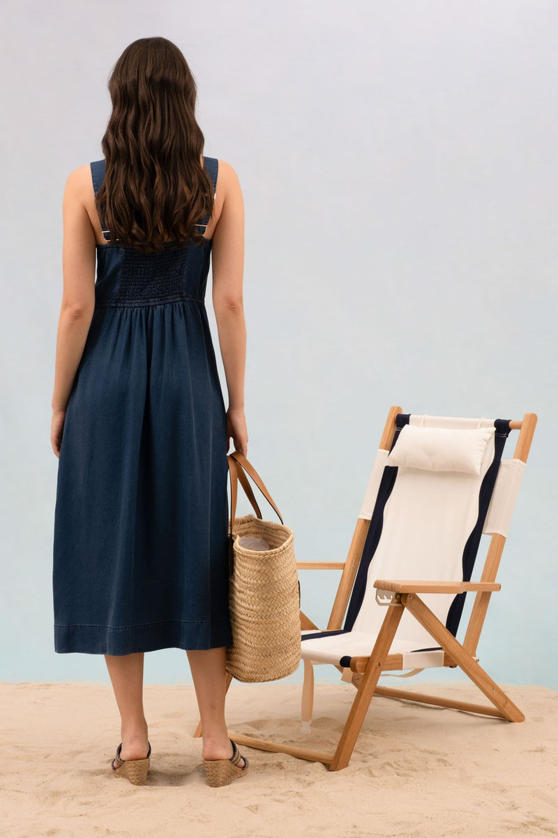 Dark Chambray Sleeveless Dress L