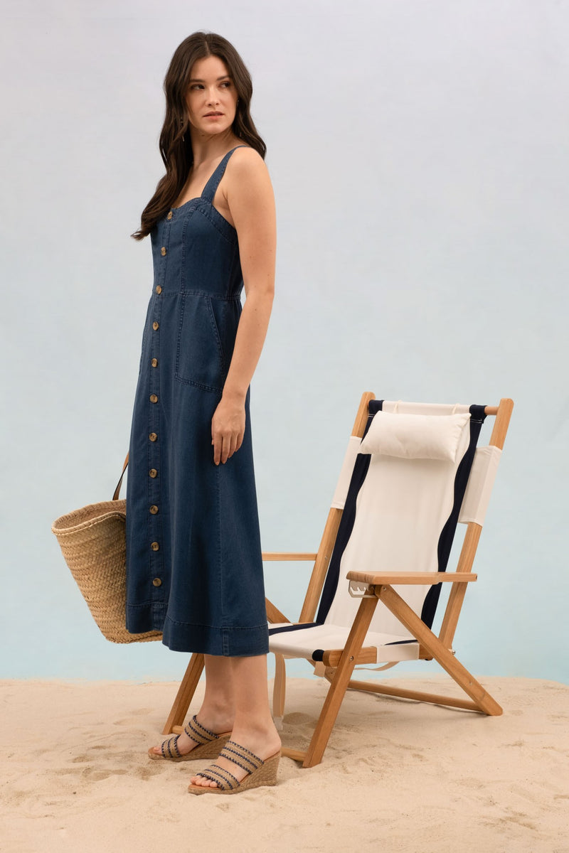 Dark Chambray Sleeveless Dress L Dark Chambray Sleeveless Dress L
