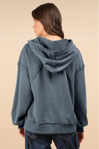 Oversized Brushed Soft French Terry Knit Hoodie Top - Lulu Bella Boutique