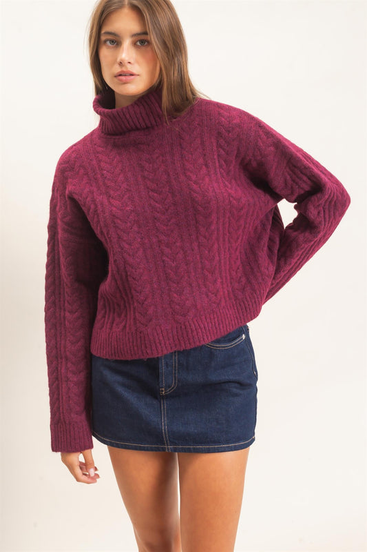 Cable Knit Turtleneck Sweater