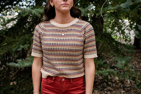 Textured Weave Short Sleeve Sweater - Lulu Bella Boutique