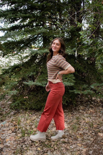 Textured Weave Short Sleeve Sweater - Lulu Bella Boutique