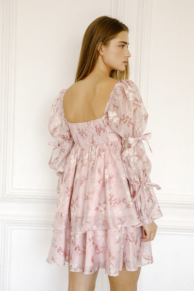 Floral Bow Sleeves Babydoll Dress - Lulu Bella Boutique