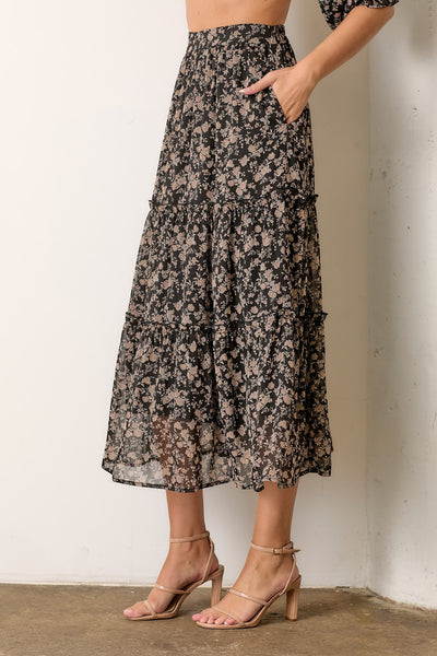 Floral Maxi Skirt, Extended Sizes - Lulu Bella Boutique