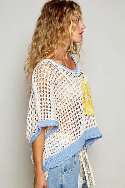 Floral Crocheted Sweater Top - Lulu Bella Boutique