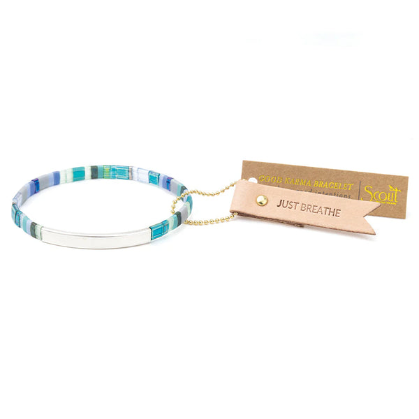 Good Karma Miyuki Bracelet | Just Breathe Turquoise/Green/Silver - Lulu Bella Boutique