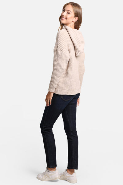 Ultra Soft Luxe Hooded Sweater in Beige