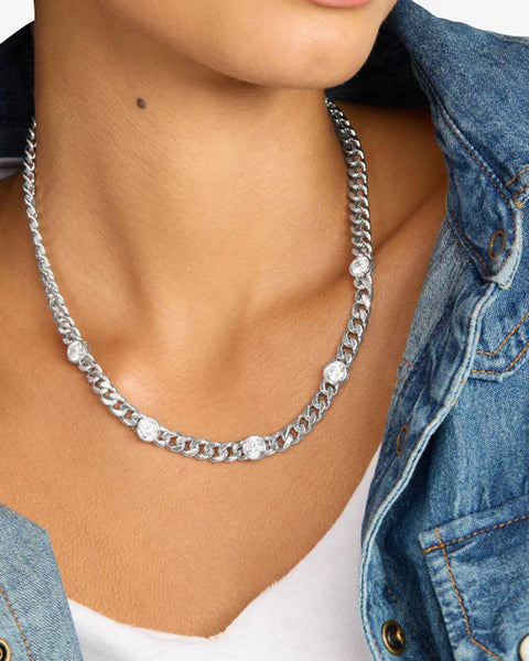 Julian 5 Diamond Necklace Silver|White Diamondettes