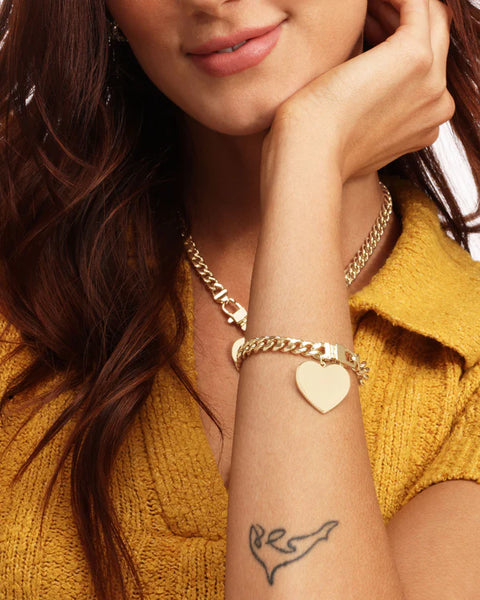 Julian XL Heart Cuban Chain Bracelet | Gold