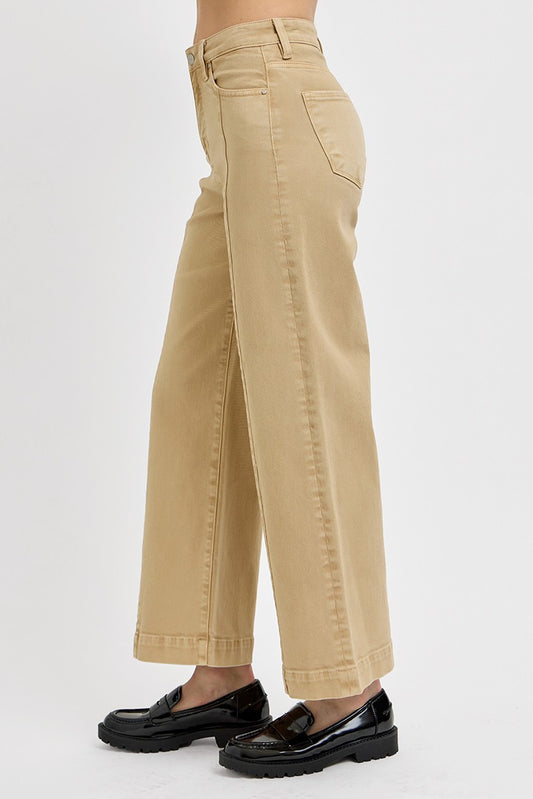 Tummy Control High Rise Crop Wide Jeans