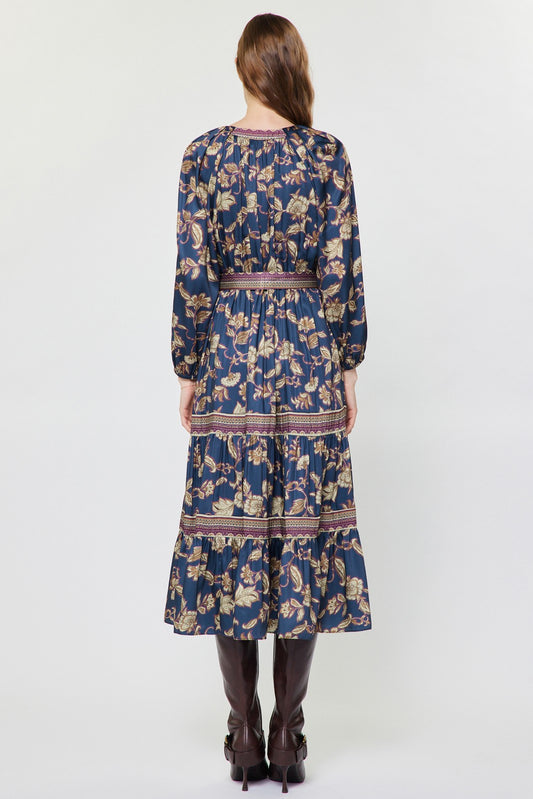 Floral Printed Tiered Midi Dress