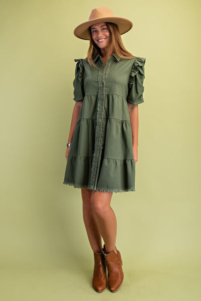 Linen Button Up Shirt Dress - Lulu Bella Boutique