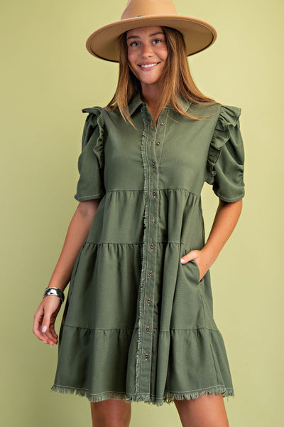 Linen Button Up Shirt Dress - Lulu Bella Boutique