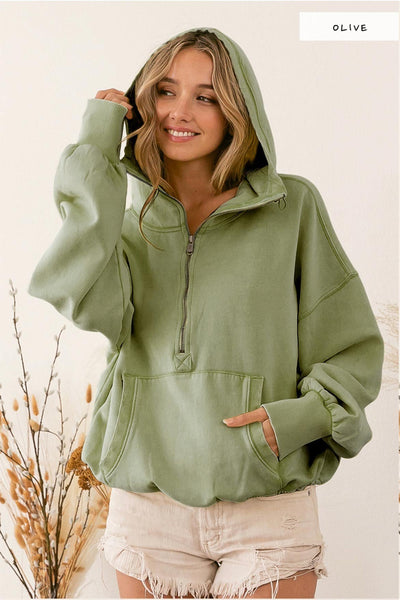 Half Zip Hoodie - Lulu Bella Boutique