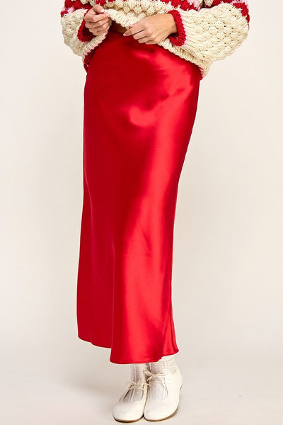 Satin Effect Midi Skirt - Lulu Bella Boutique
