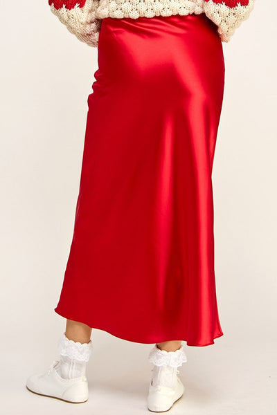 Satin Effect Midi Skirt - Lulu Bella Boutique