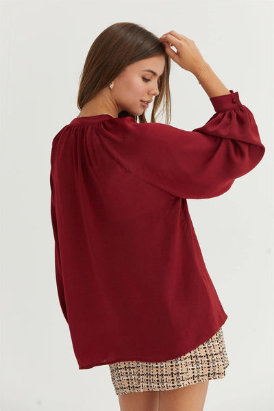 Ruffled Long Sleeve Blouse - Lulu Bella Boutique