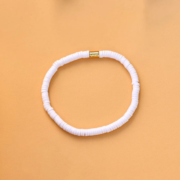 White Seascape Stretch Bracelet - Lulu Bella Boutique