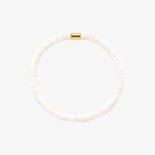 White Seascape Stretch Bracelet - Lulu Bella Boutique