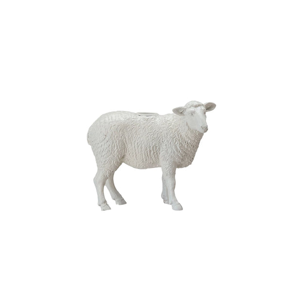 Resin Sheep Taper Holder, Antique White - Lulu Bella Boutique