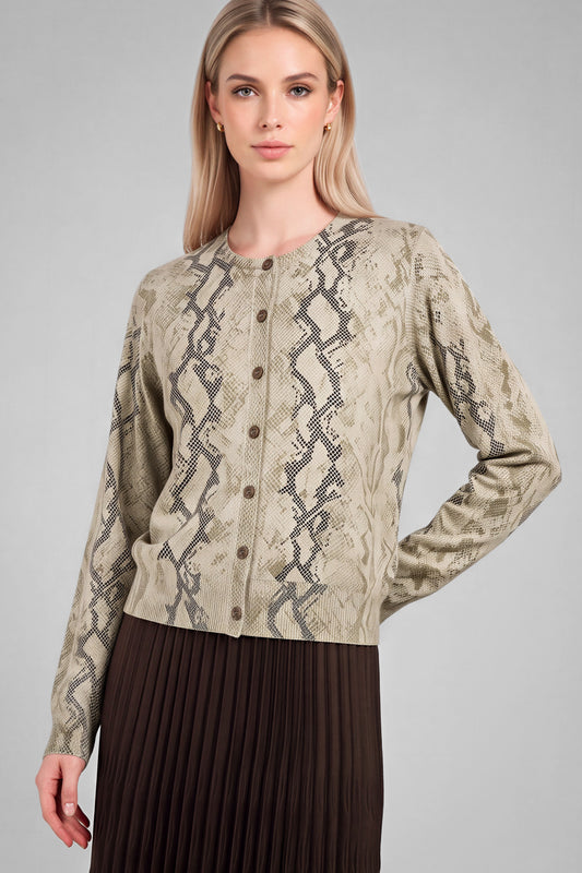 Snakeskin Long Sleeve Knit Cardigan