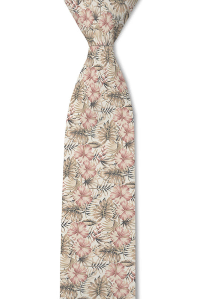 Mahalo - Tropical Hibiscus Tie: 2.5" Slim/Skinny Tie - Lulu Bella Boutique
