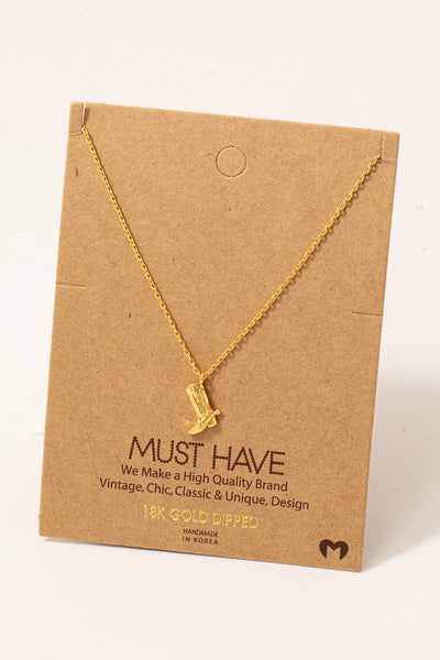 Cowboy Boots Pendant Necklace: G - Lulu Bella Boutique