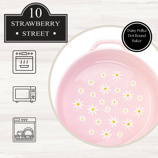Daisy Polka Dot Round Baker, Pink - Lulu Bella Boutique