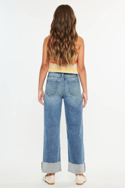 Youth High Rise Crop Wide Leg Jeans - Lulu Bella Boutique