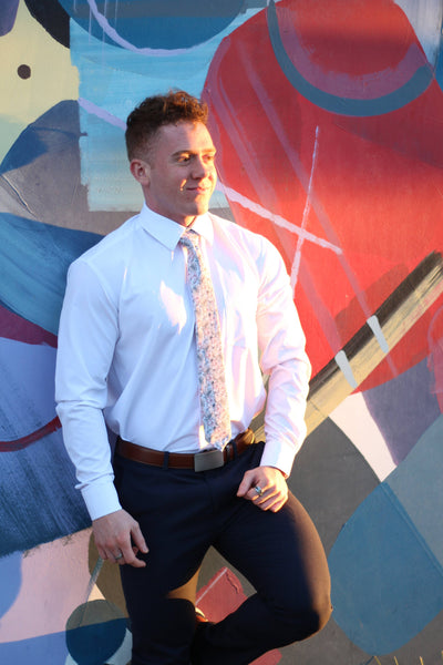 Mahalo - Tropical Hibiscus Tie: 2.5" Slim/Skinny Tie - Lulu Bella Boutique