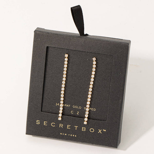 Secret Box Rhinestone Chain Dangle Earrings: GD - Lulu Bella Boutique