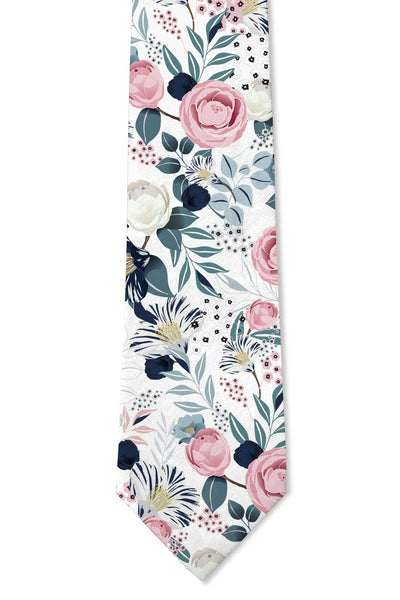 Burst - Pink and White Floral Tie: 3.25" Standard Tie - Lulu Bella Boutique
