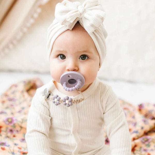 Cutie PAT Round (0-24m) Pacifier + Teether: Lavender - Lulu Bella Boutique