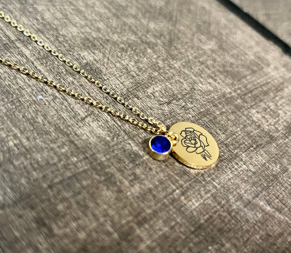 Gold Birth Flower Necklaces - Stainless Steel: June - Lulu Bella Boutique
