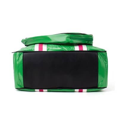Puffer Pickle Ball Tote Green with Pink Stripe  - Lulu Bella Boutique