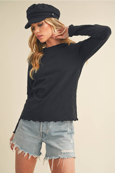 8288DN Gwen Baby Long Sleeve Top: Black / Contemporary / S - Lulu Bella Boutique