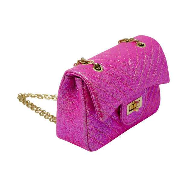 Classic Glitter Wave Handbag: Pink - Lulu Bella Boutique