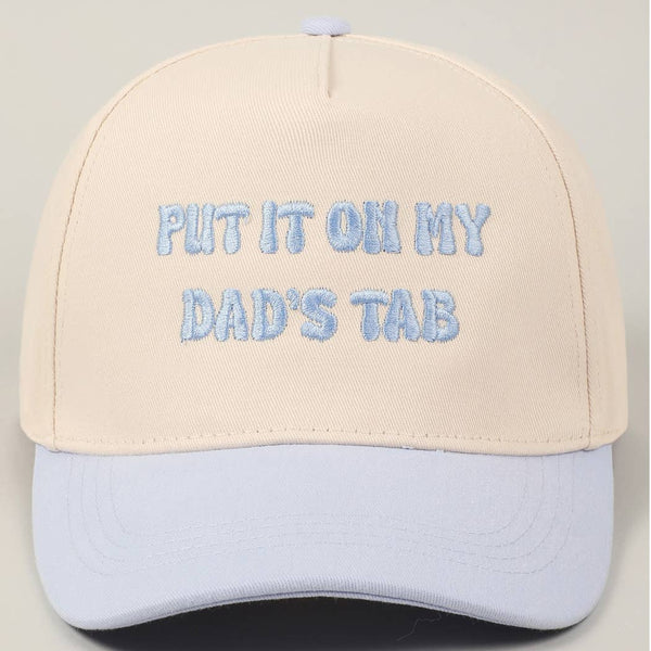 Put It On My Dad's Tab Embroidery Two-Tone Hat: LT BLUE / ONE SIZE - Lulu Bella Boutique