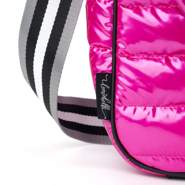 Puffer Pickle Ball Tote Pink with black Stripe - Lulu Bella Boutique
