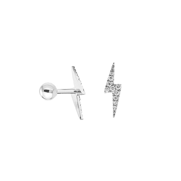 Lighting Bolt Screw Flat Back Earrings: Silver - Lulu Bella Boutique