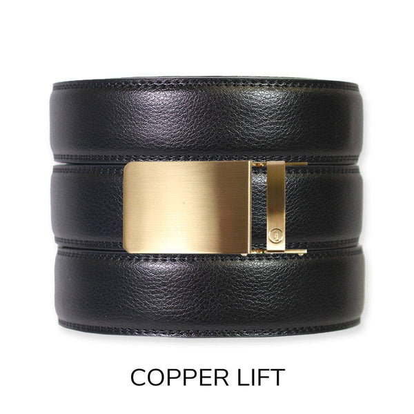 Black Leather Ratchet Belt & Buckle Set: Iron - Lulu Bella Boutique