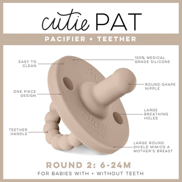 Cutie PAT Round (0-24m) Pacifier + Teether: Lavender - Lulu Bella Boutique