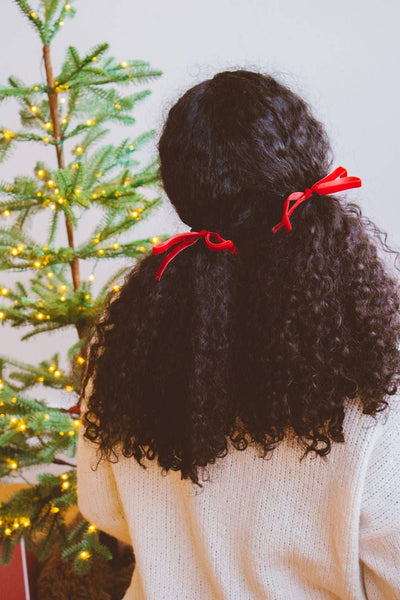 Scarlet Velvet Bow Hair Tie 2-pack - Lulu Bella Boutique